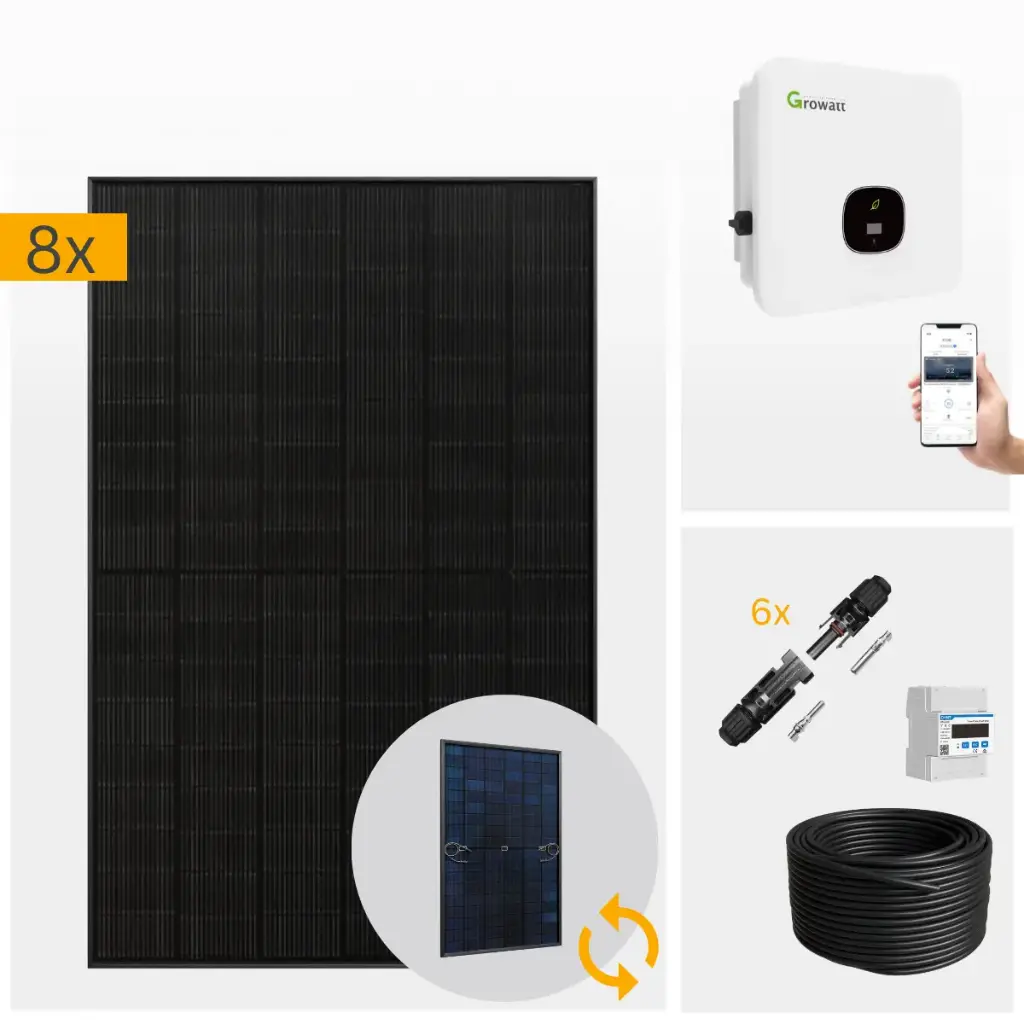 Growatt Komplettset | 3-10 kW inkl. Solarmodule | Optional: Batterie und Wallbox