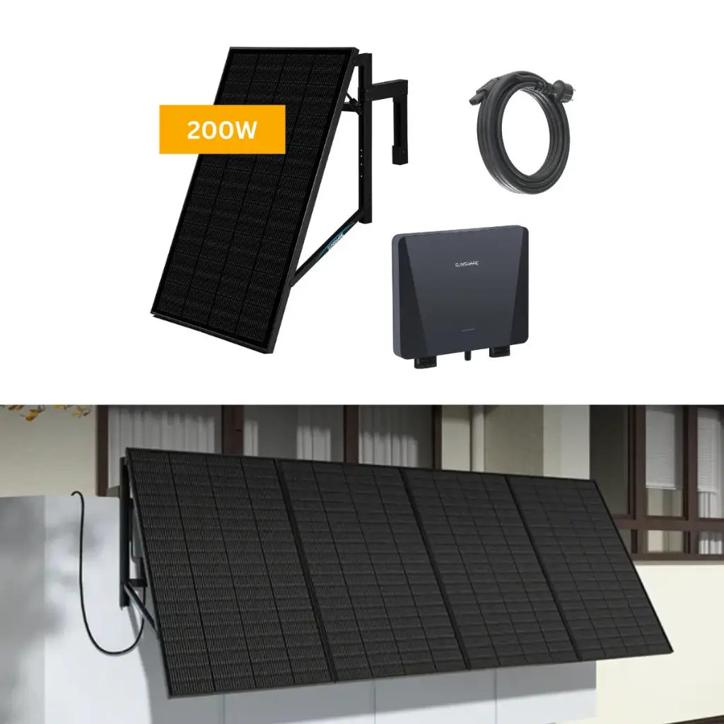 Sunshare Ray 200W-1200W | Balkonkraftwerk Komplettset | Beton-, Holz- & Metallbalkon, Garten & Flachdach